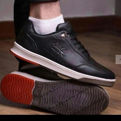 کفش کتانی مردانه چرم اسپورت کلاسیک دوردوخت مشکی سفید سایز 41 تا 44