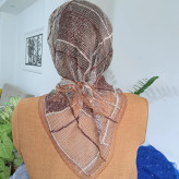 مینی اسکارف سه گوش گیپور کرم قهوه ای ابعاد 70 در 70 سانتی متر