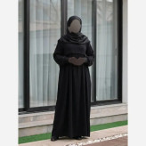 مانتو عبایی جیب دار مدل نفیسه کرپ ندا اماراتی مشکی سرمه ای سایز بندی کامل