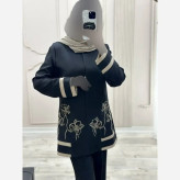 کت شلوار گلدوزی مدل رویا بزایاق اعلا زنانه در رنگبندی مشکی، سرمه ای، کرم، قهوه ای و سایزبندی 38 تا 50