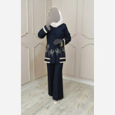 کت شلوار گلدوزی مدل رویا بزایاق اعلا زنانه در رنگبندی مشکی، سرمه ای، کرم، قهوه ای و سایزبندی 38 تا 50