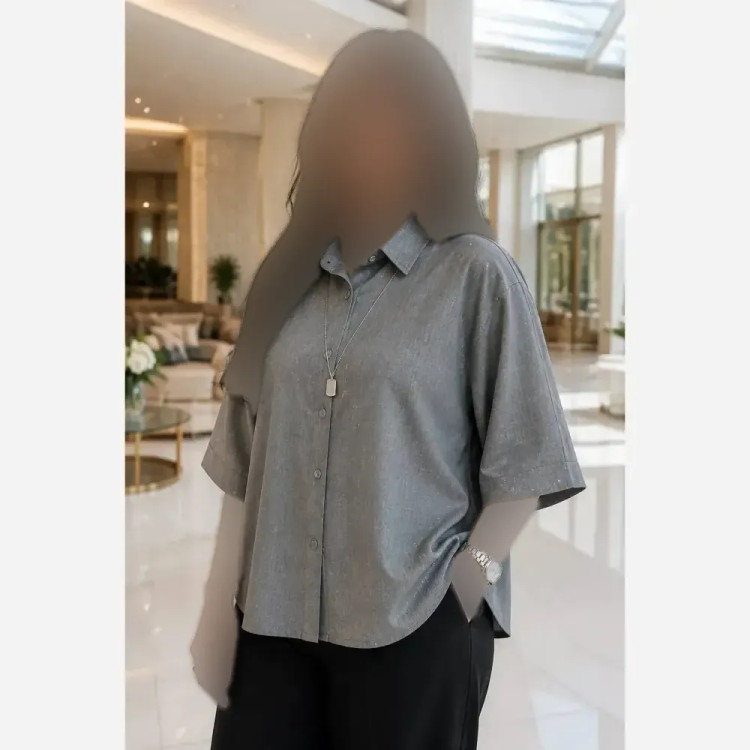 شومیز باکسی شیشه ای نگینی لنین اسلب اعلا فری سایز 38 تا 50