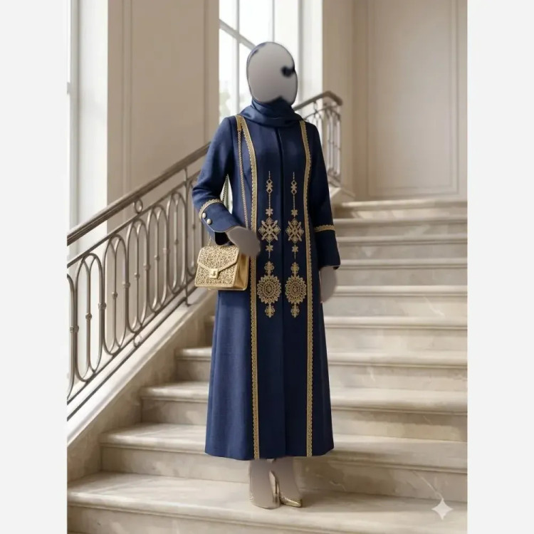 مانتو گلدوزی شده شانتون اسلپ زنانه دالمون مدل آوا مناسب بهار و تابستان 1405