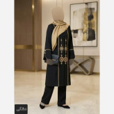 مانتو گلدوزی شده شانتون اسلپ زنانه دالمون مدل آوا مناسب بهار و تابستان 1405