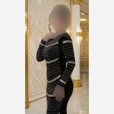 ماکسی مجلسی شیک اروس مخمل آینه ای کره ای نگین کاری شده زنانه قد 140 چاکدار سایزبندی فری تا 52