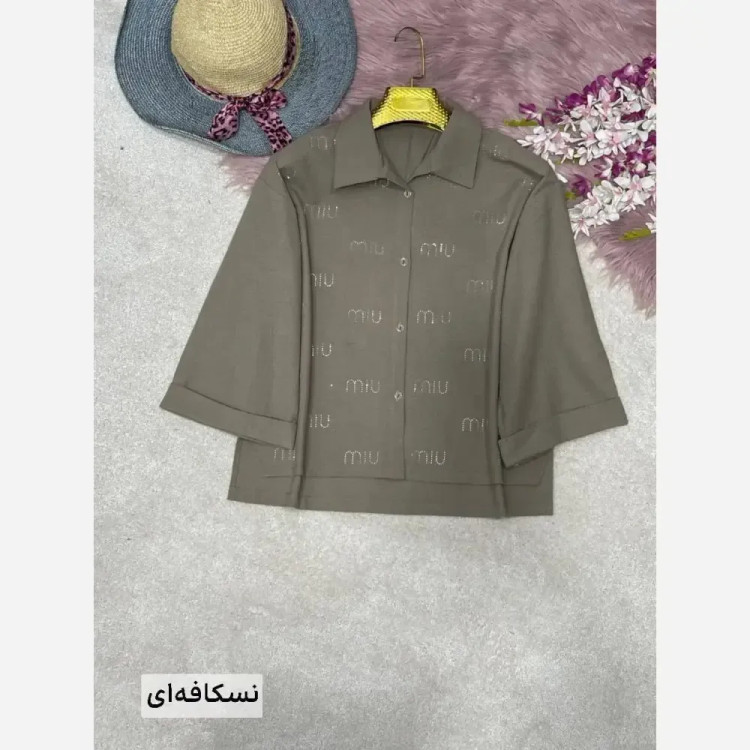 شومیز لنین نگین کوبی شده زنانه فری سایز 38 تا 46 در رنگ بندی متنوع