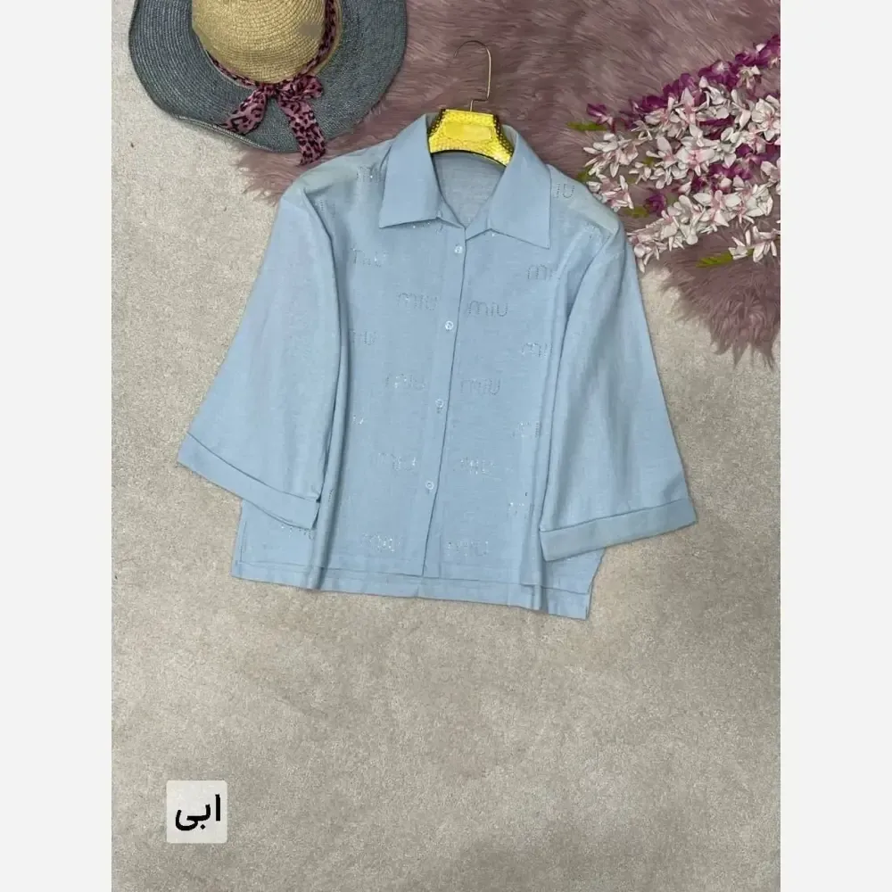 شومیز لنین نگین کوبی شده زنانه فری سایز 38 تا 46 در رنگ بندی متنوع