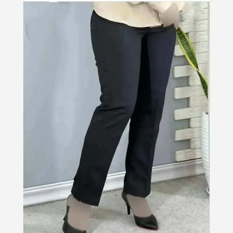 شلوار راسته مازراتی مشکی قد 100 چاکدار سایز بزرگ