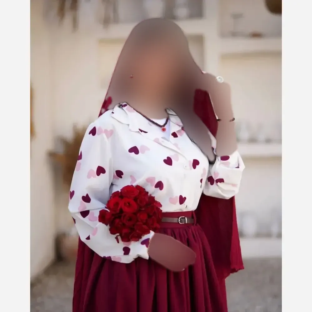 ست سه تیکه قلبی شومیز بوگاتی دامن کتان اعلا فری سایز