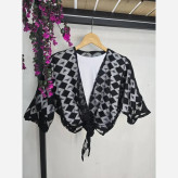 ست دو تکه زیره و رویه گره ای إلسا جنس رویه تور دانتل و تیشرت ویسکوز فری سایز