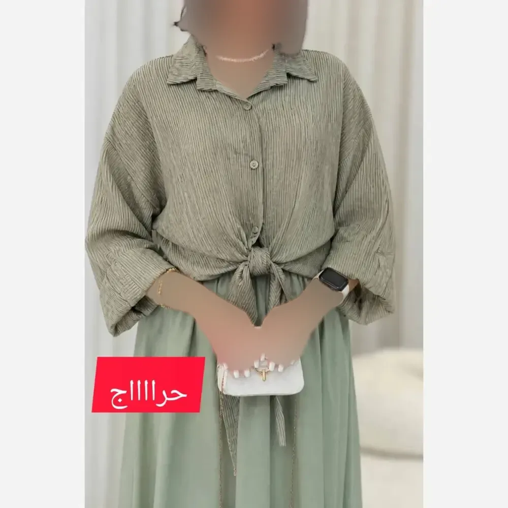 شومیز گره ای پلیسه کوپرا طوسی فری سایز 36 تا 46 تابستونی خنک