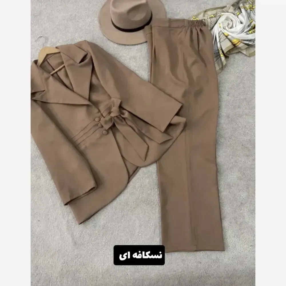 کت شلوار زنانه مدل پرنسس جنس مازراتی کمردار