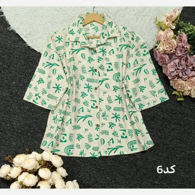 شومیز مانتویی طرحدار لنین درجه یک پاییزه فری سایز