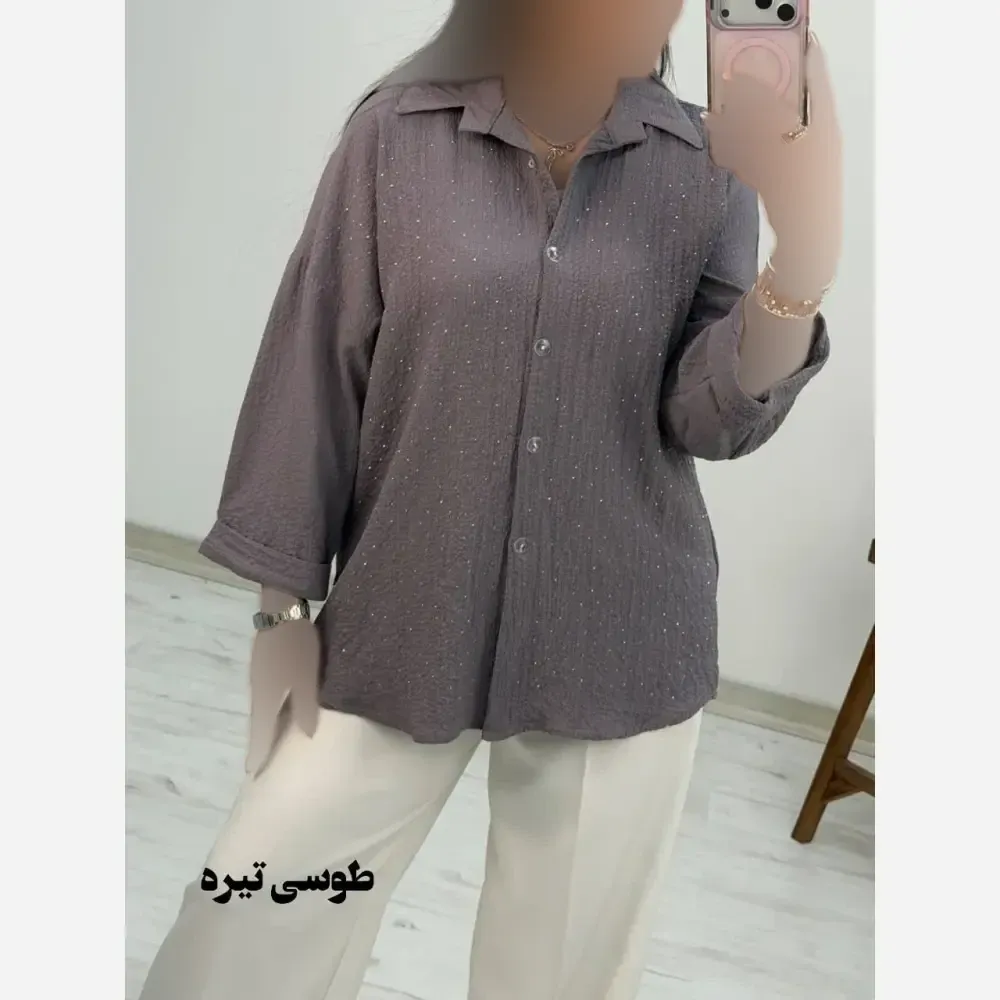 شومیز نگینی طناز جنس ینزی پفکی فری سایز