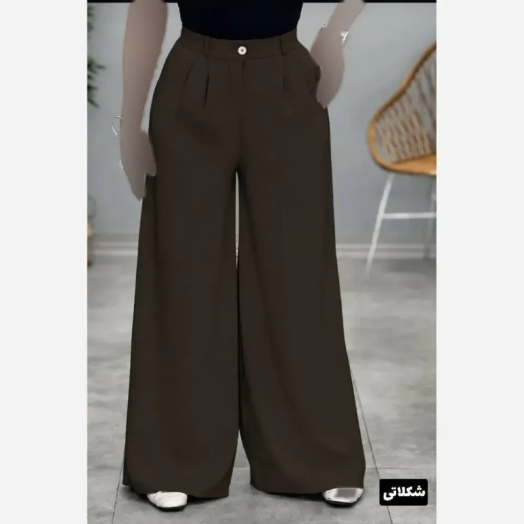 شلوار ریزشی زنانه جنس بزایاق جیبدار قد 110