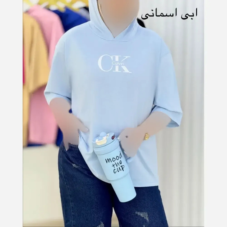 بلوز لانگ زنانه پنبه دبل بافت طرح CK فری سایز