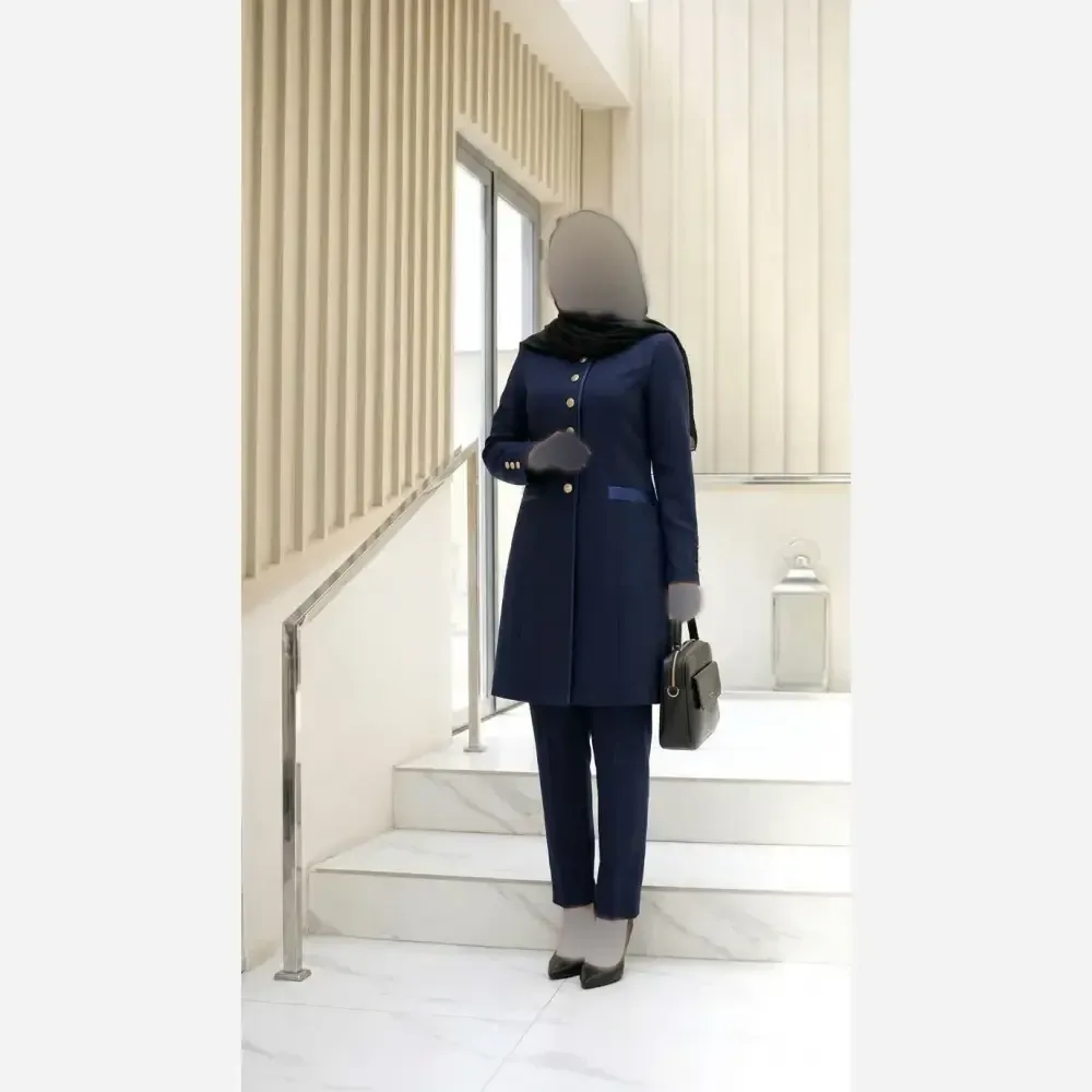 ست اداری زنانه دایانا جنس بزیاق ترک اعلا رنگ مشکی سرمه ای موکا سایز 1 و 2