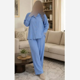 ست شومیز و شلوار زنانه جنس شانتون درجه یک فری سایز