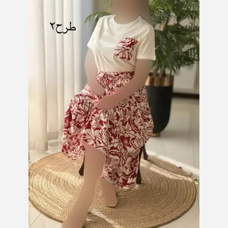 ست تیشرت و دامن پنبه درجه یک و تمام نخ فری سایز 36 تا 46