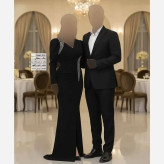 ماکسی مجلسی زنانه مدل مانیسا جنس کرپ دالقیچ نگین دار