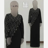 ماکسی مجلسی زنانه جنس کرپ دالقیچ رنگ مشکی سایز نرمال