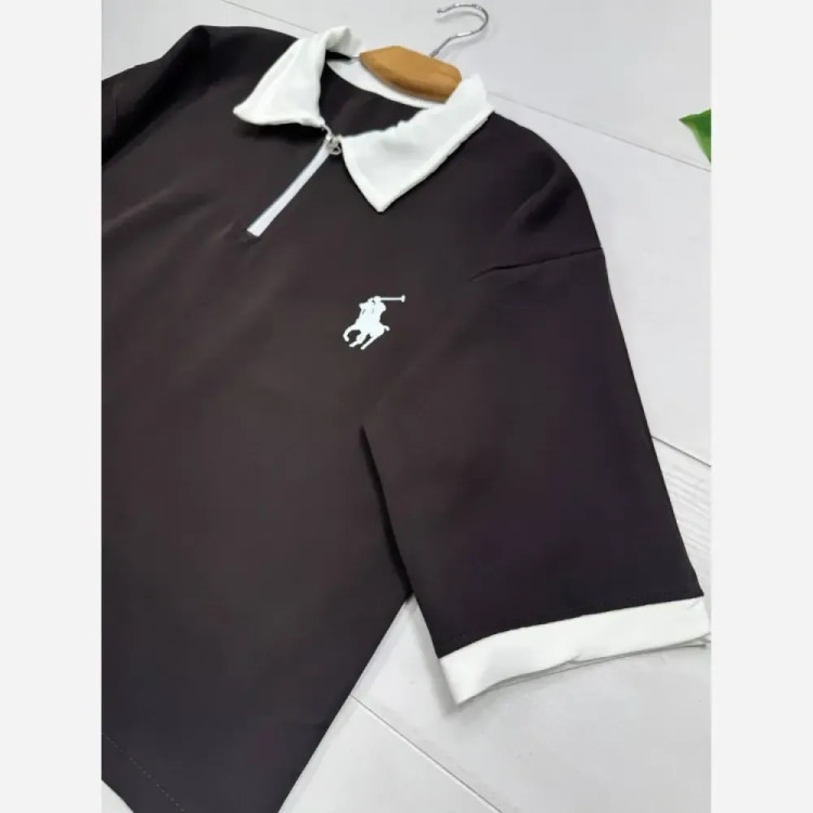 ست تیشرت شلوار مازراتی Polo رنگ موکا فری سایز