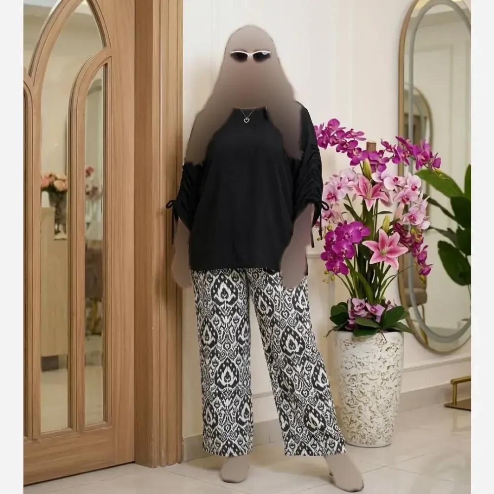 ست شومیز و شلوار زنانه مدل آناهیتا شانتون صوفیا و نخی فری سایز