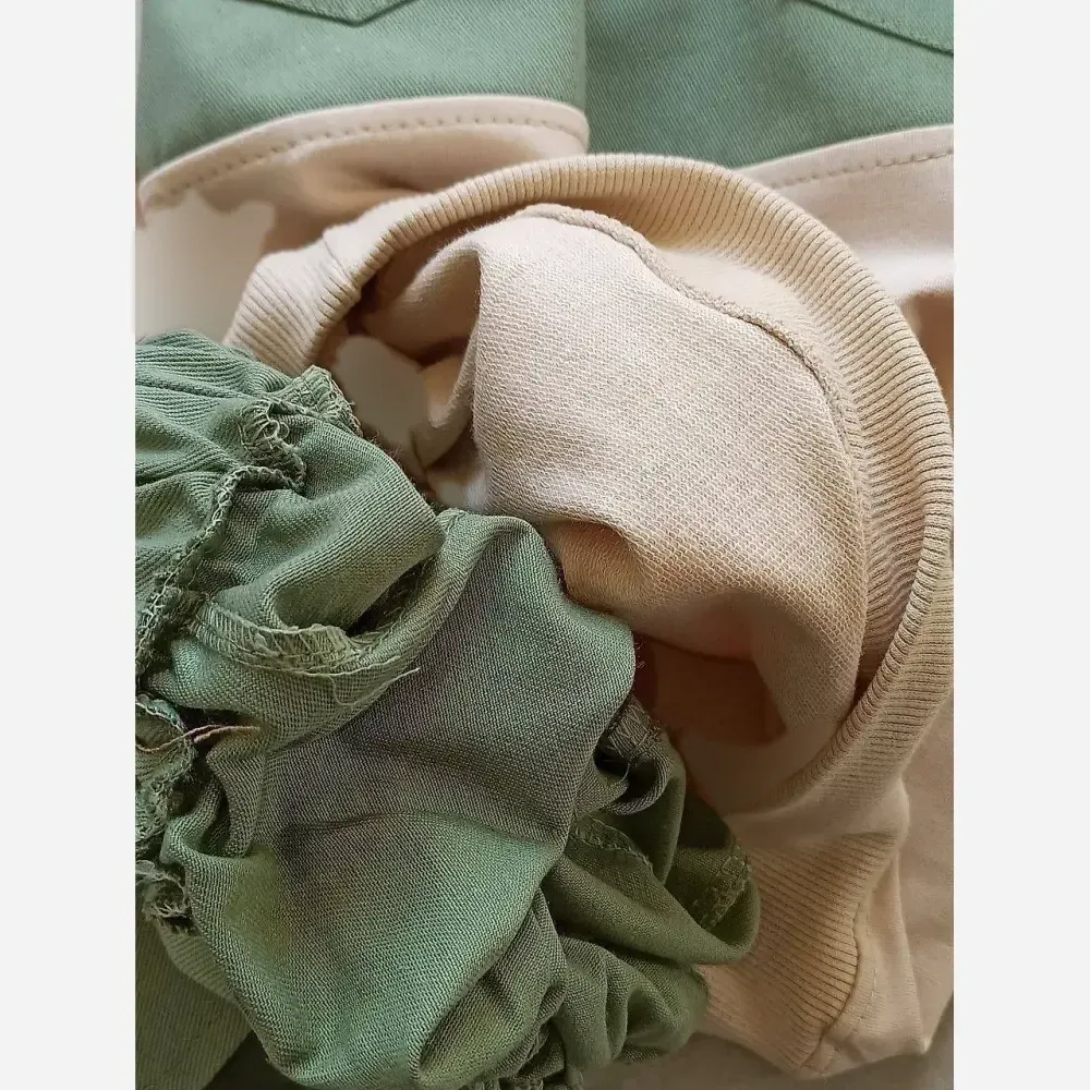 ست خواهر برادری بلوز پنبه دورس لاکرا و شلوار کتان طرح فشیون سایز 40