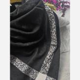 روسری دورو حاشیه نقره ژاکارد ابریشم ترک ابعاد 90 در 90