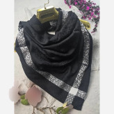 روسری دورو حاشیه نقره ژاکارد ابریشم ترک ابعاد 90 در 90