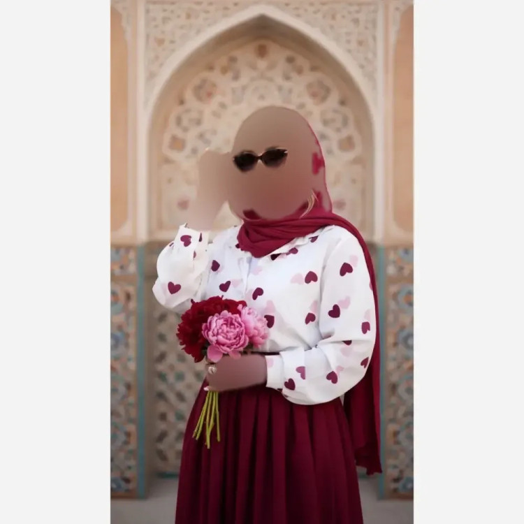 ست سه تیکه شومیز بوگاتی و دامن پوپلین کتان با کمربند سفید فری سایز