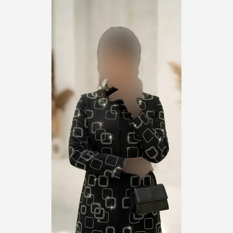 ست کت شلوار مجلسی مربعی پارچه مازراتی رنگ مشکی