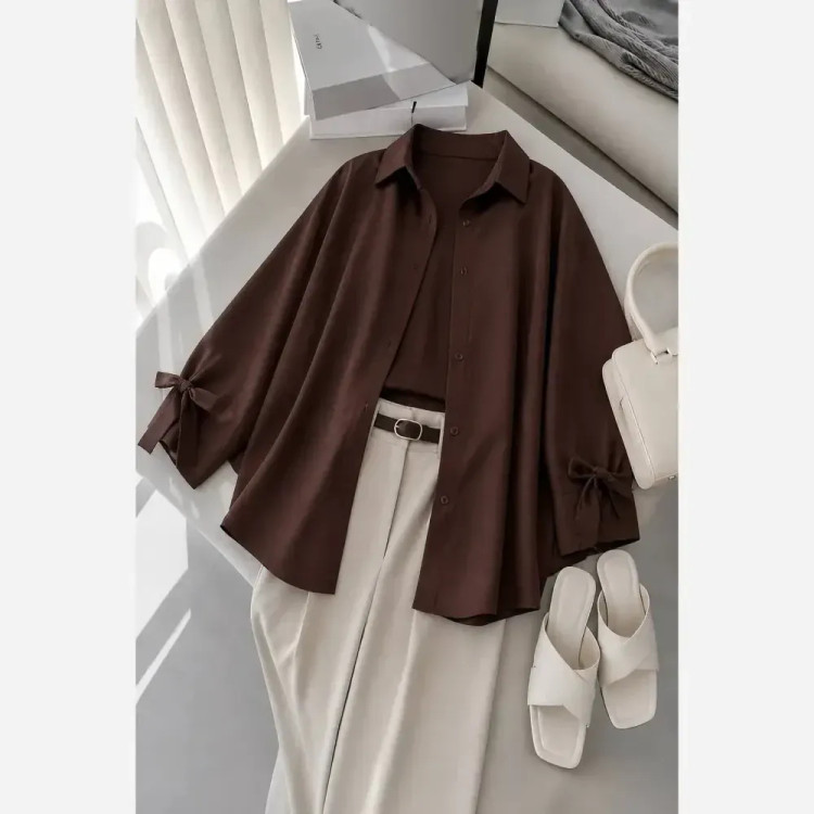 شومیز گره ای نیکی پری خنک و سبک فری سایز 38 تا 48