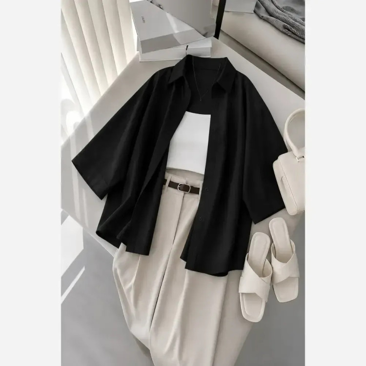 شومیز گره ای نیکی پری خنک و سبک فری سایز 38 تا 48