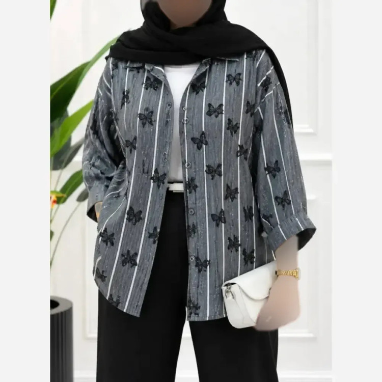 شومیز زنانه سارینا جنس ینزی لاینی شاین دار فری سایز