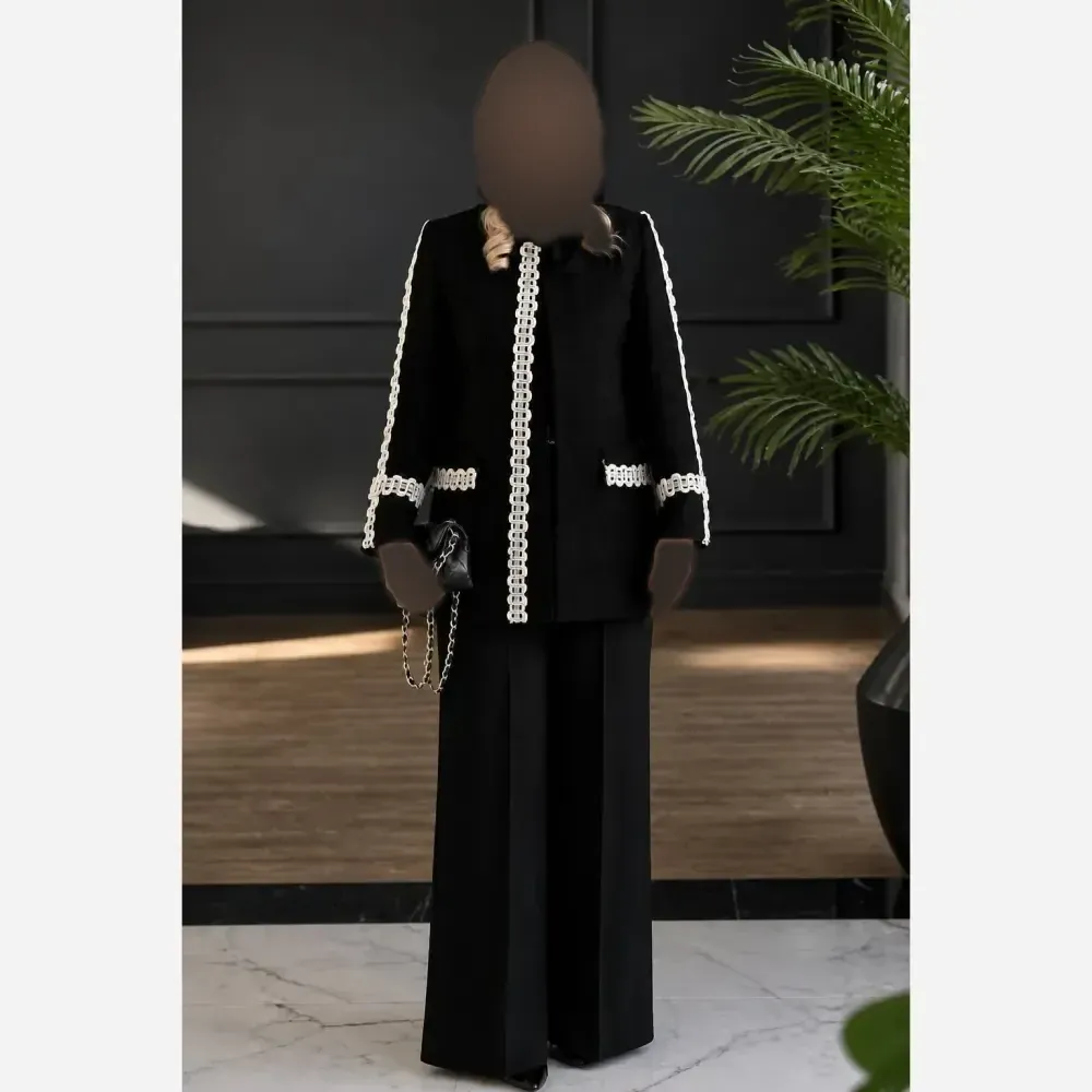 ست کت شلوار مجلسی زنانه مدل آلاله جنس مازراتی گرم بالا