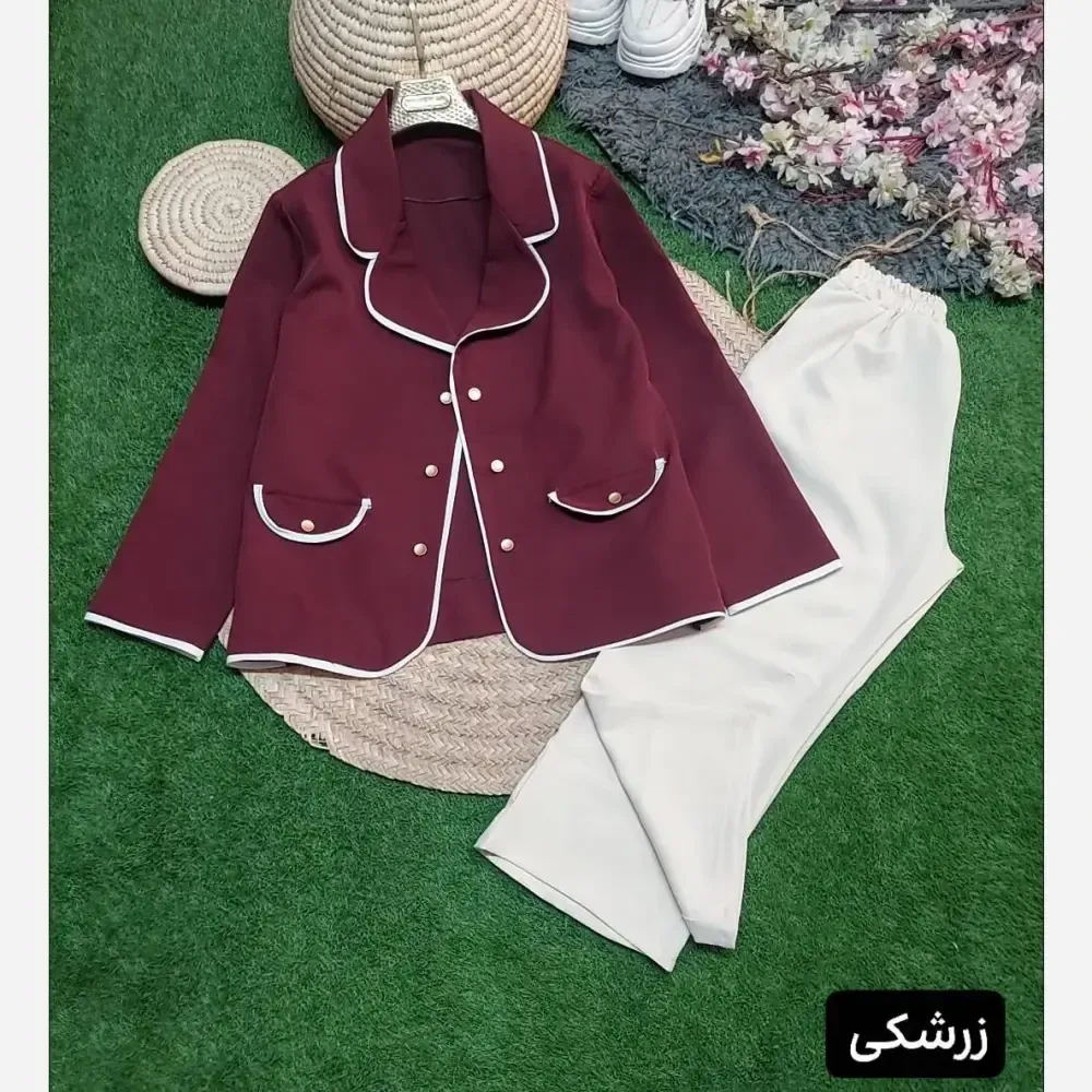 ست کت و شلوار زنانه پاییزه سوپرمازراتی پاپیون سایز 38 تا 46