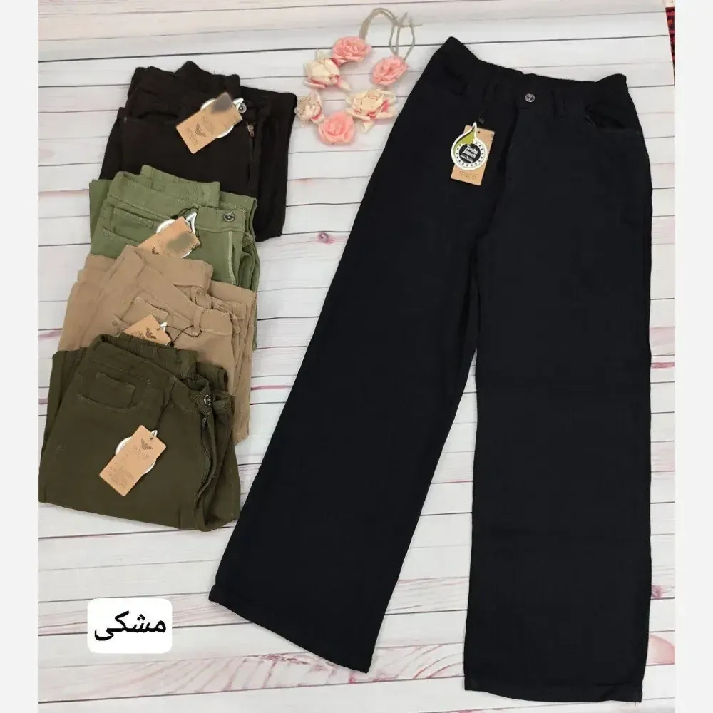 شلوار کتان سیلک پاییزه زنانه مدل حصیری قد 95
