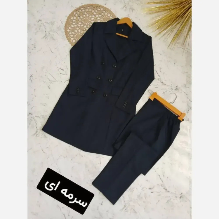 ست مانتو و شلوار اداری ساده 6 دکمه جنس مکانیک پرشیا درجه یک رنگبندی متنوع سایز 36 تا 52