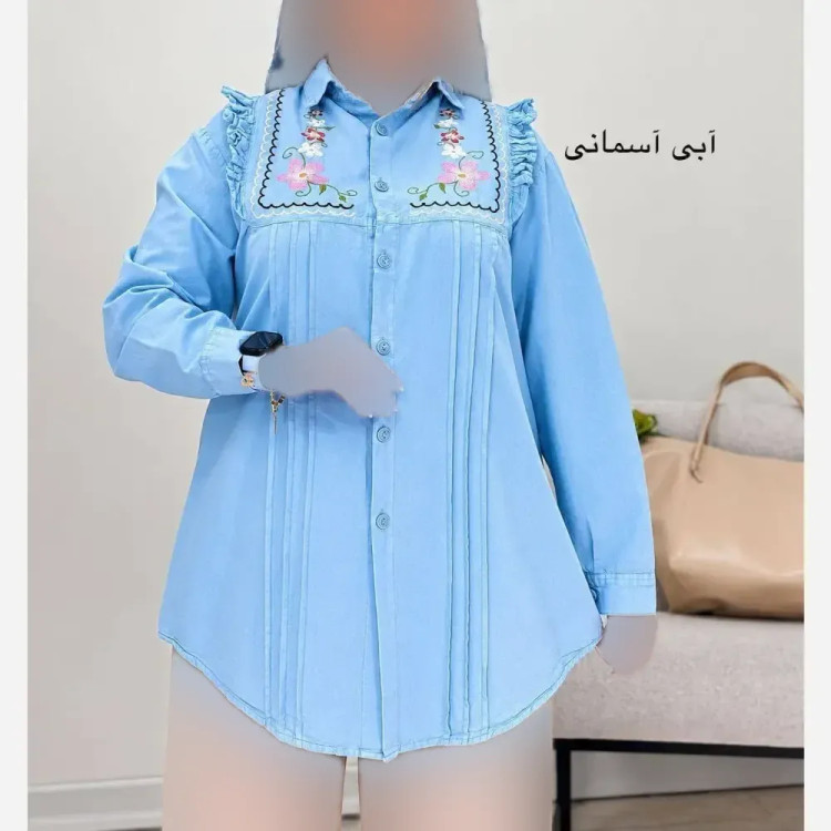 شومیز گلدوزی شده زنانه جنس کتان لنین فری سایز