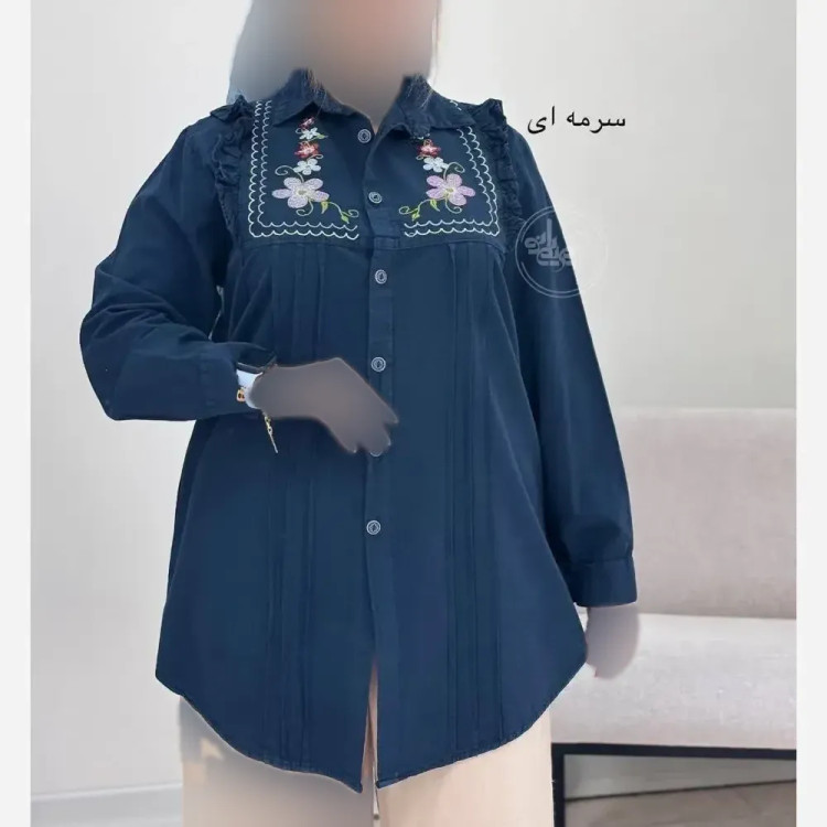 شومیز گلدوزی شده زنانه جنس کتان لنین فری سایز
