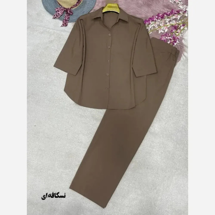 ست شومیز شلوار کتان پلاس راشا رنگ بندی متنوع سایز 38 تا 46