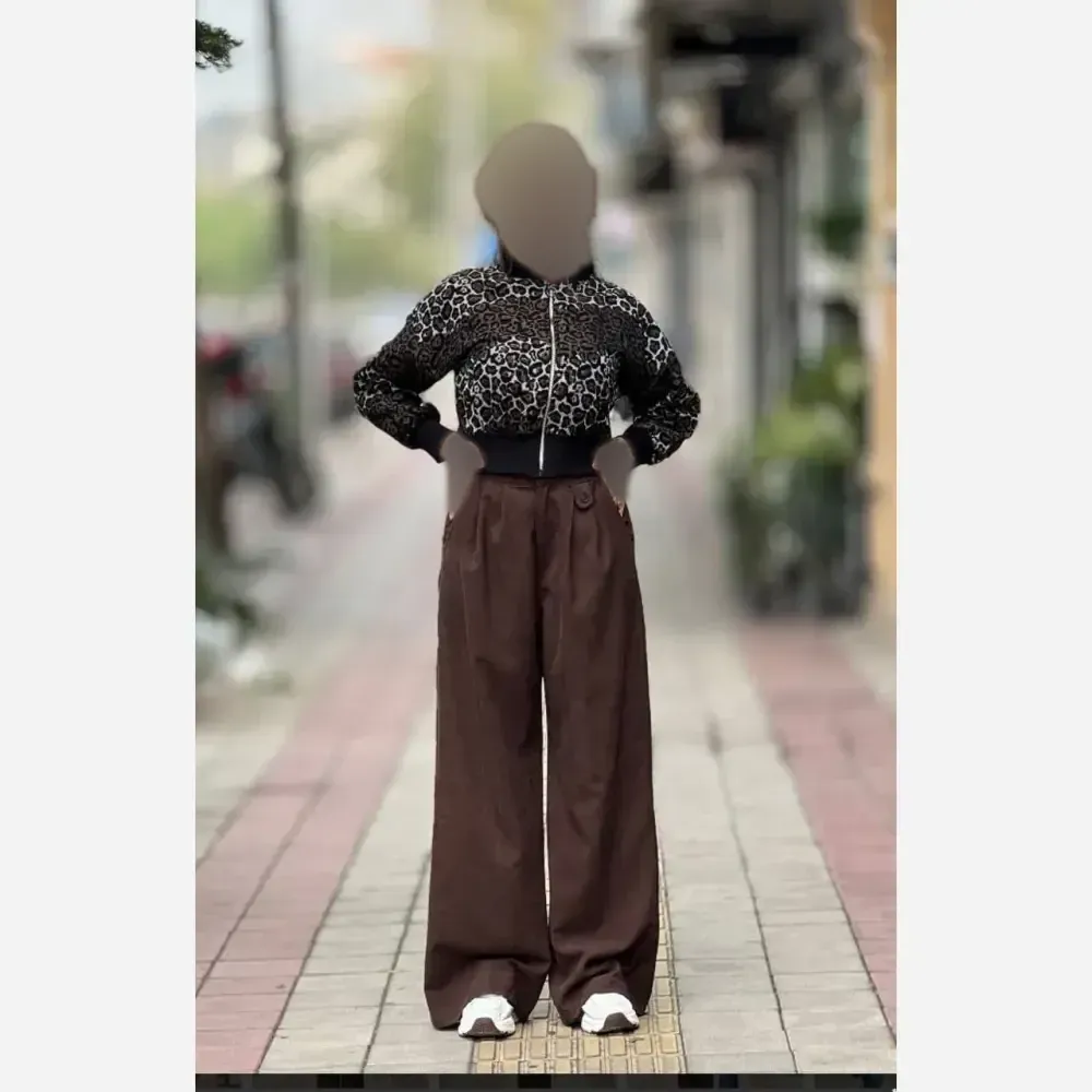کاپشن بامبر پلنگی پاییزه زنانه جنس تافته فری سایز