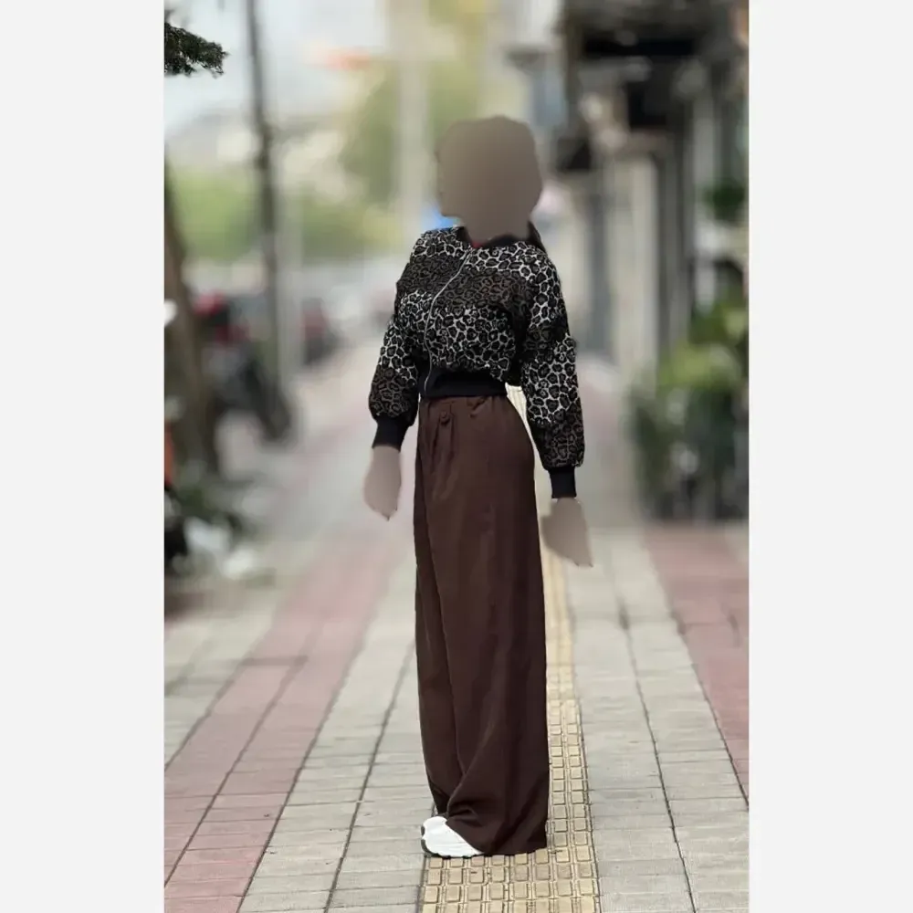 کاپشن بامبر پلنگی پاییزه زنانه جنس تافته فری سایز
