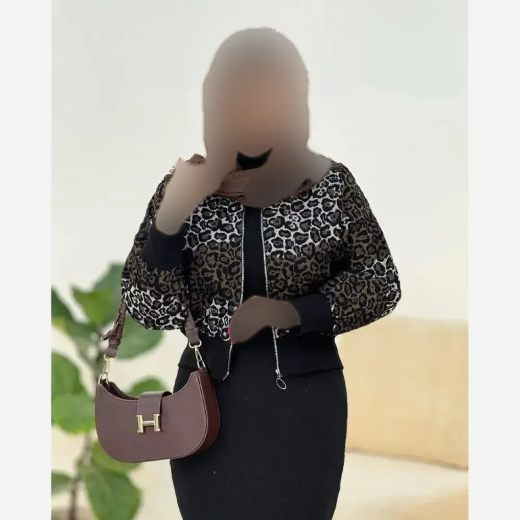 کاپشن بامبر پلنگی پاییزه زنانه جنس تافته فری سایز