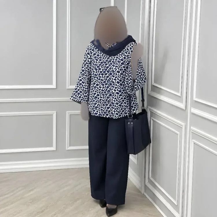 ست شومیز بوگاتی و شلوار مازراتی سرمه ای مشکی نسکافه ای سایز یک و دو