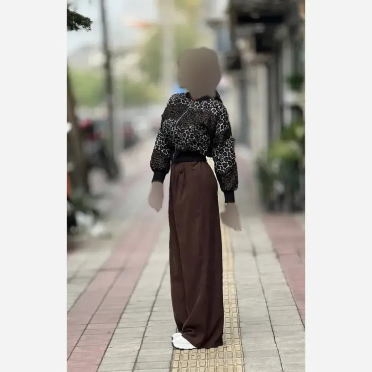 بامبر پلنگی پاییزه جنس تافته فری سایز
