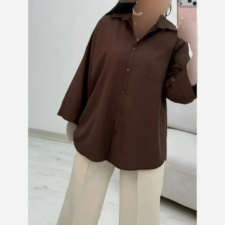 شومیز تک جیب ترمه جنس پری درجه یک خنک فری سایز