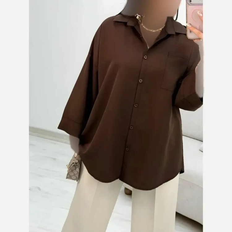 شومیز تک جیب ترمه جنس پری درجه یک خنک فری سایز