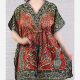 پیراهن طرح سنتی هندی بته جغه فری سایز سیلک هندی زنانه تا سایز 60 شیک و راحت چهارفصل بدون آبرفت و رنگ رفت